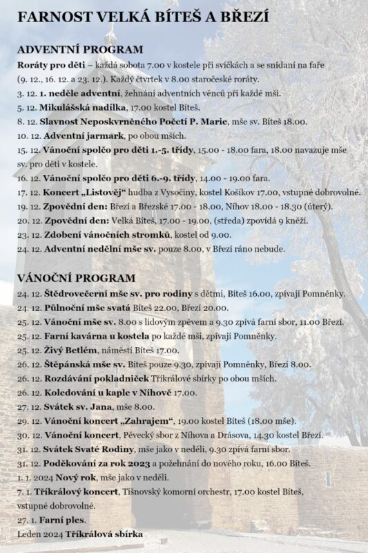 Adventní a vánoční program